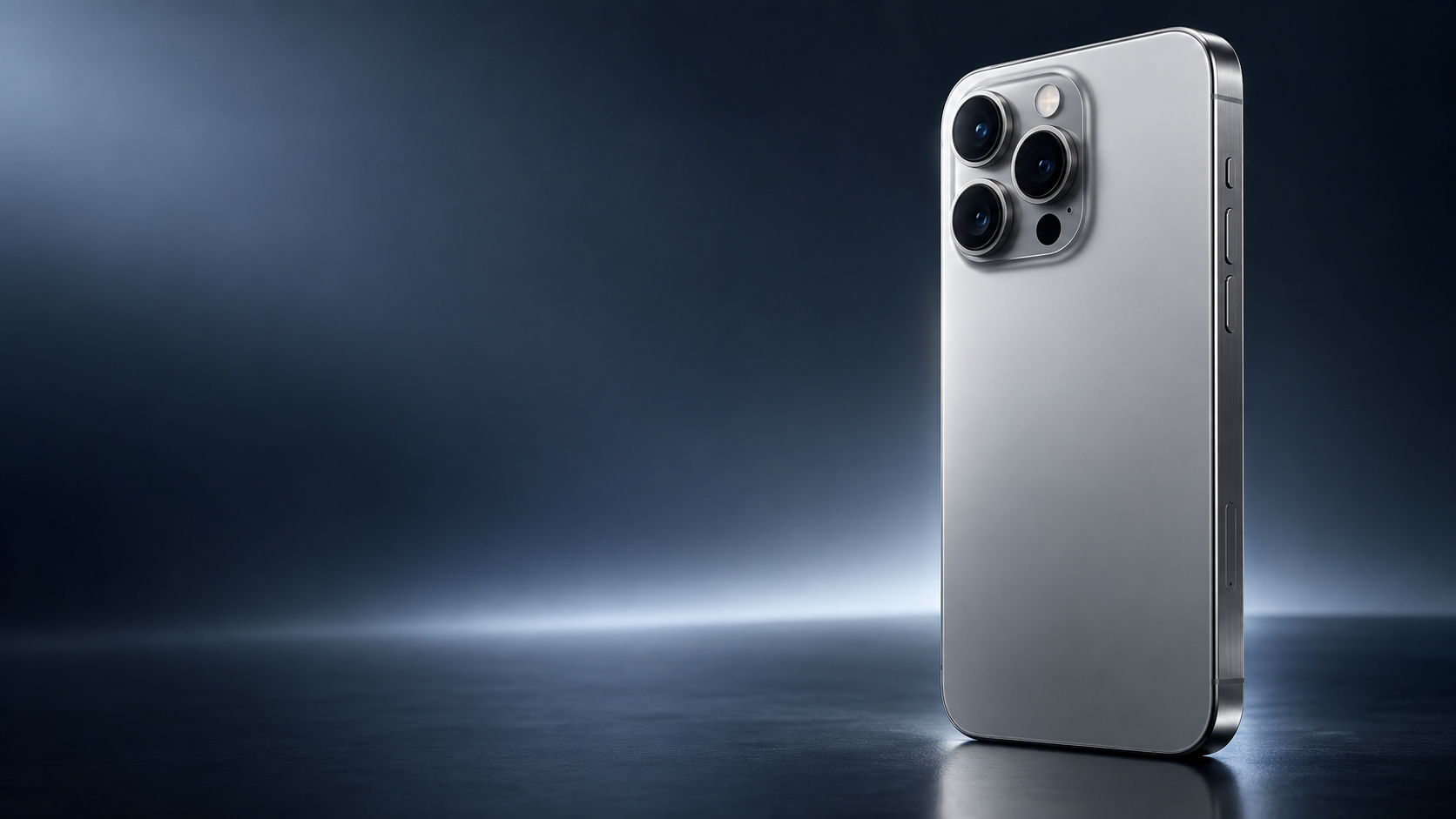 iPhone 18 Pro Max màu titan bạc trong studio